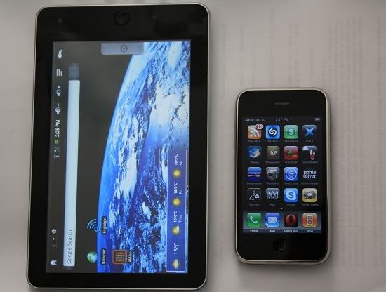 Размеры - iRobot aPad в сравнеyии с Apple iPhone